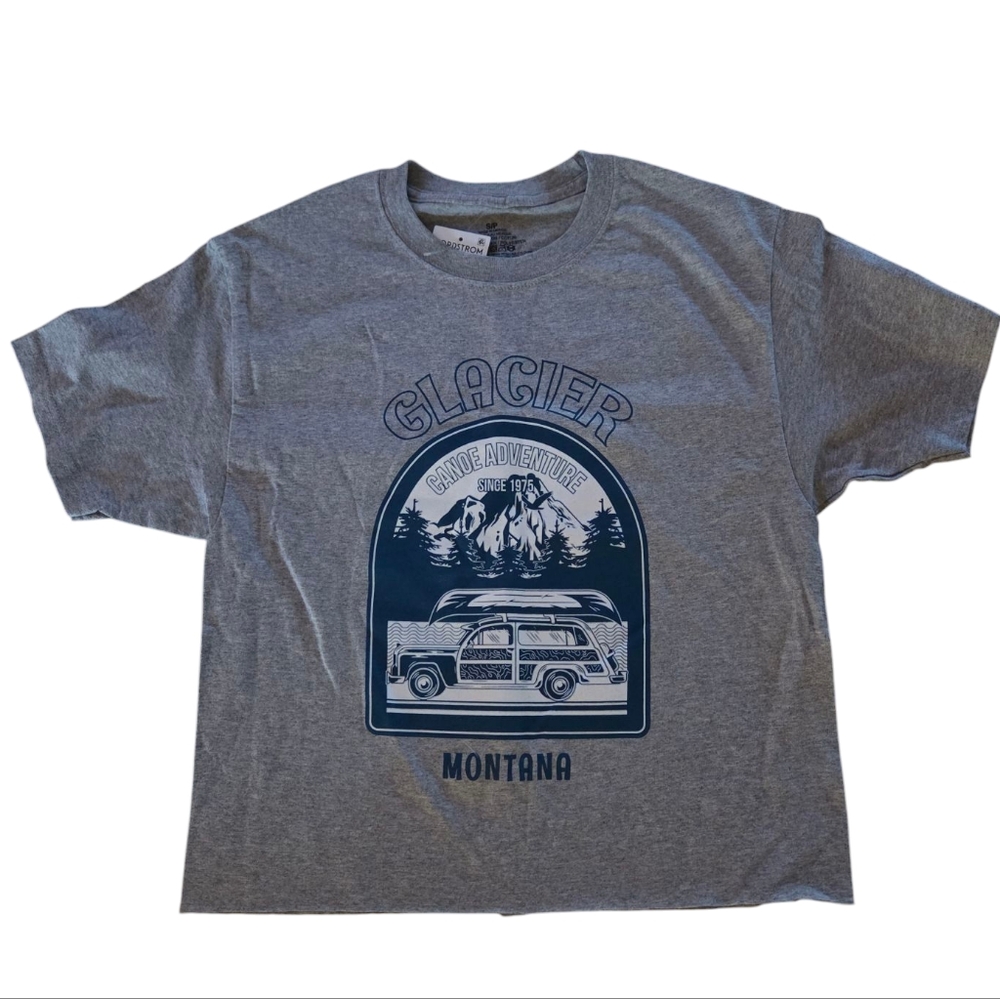 Nordstrom‎ Heather Gray Glacier Montana Cropped Tee Shirt NWT